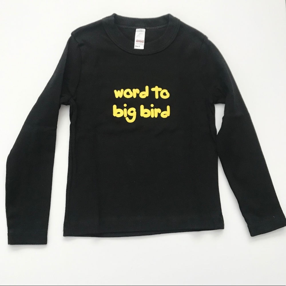 Big Bird - Black Long Sleeve Tee Shirt Size 2T NEW